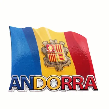 QIQIPP Pequeno país da europa Andorra bandeira brasão de armas dos turistas lembrança magnético do ímã de geladeira