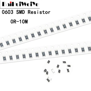 100Pcs/Monte 0603 Resistor SMD 0R ~ 10M 1/10W 0 1 10 100 150 220 330 ohm 1K 2.2 K 10K 100K 0R 1R 10R 100R 150R 220R 330R 47K 51K