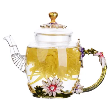 Pintados à mão Kung Fu bule de chá, vidro resistente ao calor único pote de esmalte cor de bolha bule de chá, de alto grau de chá perfumado chaleira