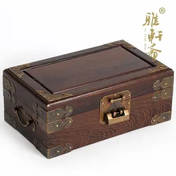 Jacarandá madeira de camada dupla em madeira madeira antiga jóia pequena caixa de jóias de presentes de casamento com bloqueio oferta especial