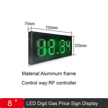 8polegada Dígitos posto de gasolina Display de LED de Quatro Número 88.88 Preço do Gás Sinal LED posto de gasolina Preço de Display do controlador de RF quadro de Alumínio