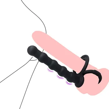 Dupla Penetração Pênis Strapon Vibrador de Brinquedos Sexuais para as Mulheres, o Homem Cinta Pênis Anal Esferas de Plug Ponto G Massager Butt Plugs de Sex Shop