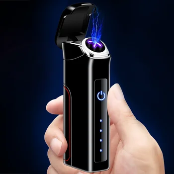 O Smart Touch Recarregável à prova de Vento Dupla de Plasma de Arco mais leve Intercambiáveis 14450 Bateria de Isqueiro USB Eletrônicos mais Leves Presentes