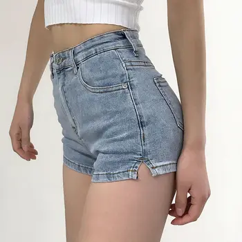 2021 Novo Quentes de Verão, de Jean de Alta cintura Shorts Jeans Casual Solta de grandes dimensões Elástico Estilo coreano Mulheres Curto