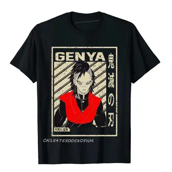 Arte Clássica Genya Demon Slayer Verão Algodão Premium Homens T-Shirt Apertada Hip Hop Camiseta De Anime Japonês
