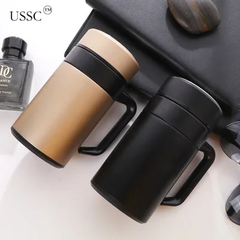 USSC 304 de Aço Inoxidável garrafa Térmica Xícara de Chá Office Copo Com Alça de Chá de Fuga para os Homens E Mulheres de Negócios Presentes HZ011