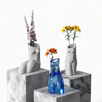 Corpo humano Vaso Conjunto Enfeite com Moldes de Silicone DIY de Cristal de Resina Epóxi Molde