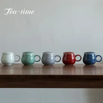 360ML de Japonês-estilo Vintage de Cerâmica, Canecas de Café Copo Ji Azul Esmalte Chá Vazamento de Caneca com Alça de Água Copa do Home Office Copos