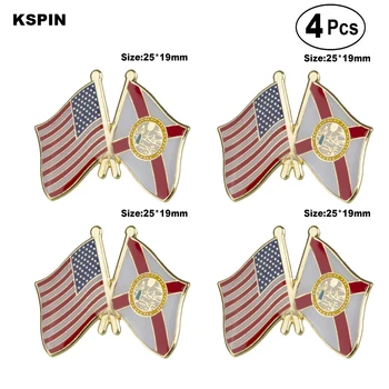 U. S. & A Flórida Amizade Bandeira Pin Pin de Lapela o Emblema Broche de Ícones 4pcs