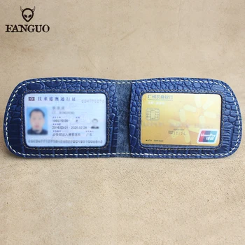 Couro genuíno Cartão de saco Homens Ultra-fino da Carteira de Cartão de Banco Saco Conjunto de cartas Mini Clip Simples Documento RFID Moda