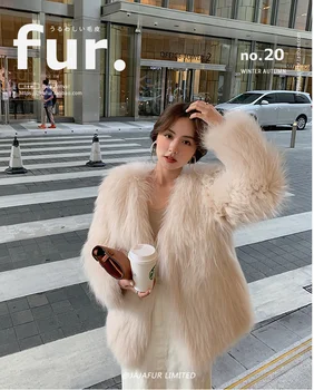 Outono e inverno de 2022 novo raccoon pêlo de cão de duas faces de tecido do casaco de pele de mulheres de médio a longo cabelo Haining de moda jovem