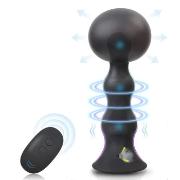 Anal Inflável Vibrador Plug Anal Controle Remoto Massageador De Próstata Com Inflação Automática E 10 De Vibração Do Modo De Sexo Anal Brinquedos