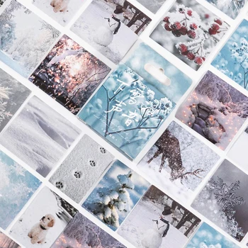 56 pacotes de atacado Caixa de adesivos de neve ins paisagem de inverno animais estética inverno paisagem manual diário de decoração adesivos