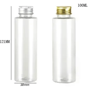 20 x100ml claro garrafa de plástico pet com tampa de alumínio com inserção 100cc transparente Reutilizável creme frasco de Shampoo