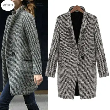 Outerwear & Coats, Casacos Mulheres Slim Inverno Quente de Lã de Lapela Longa Vala Casaco Sobretudo de casacos e jaquetas de mulheres 2023