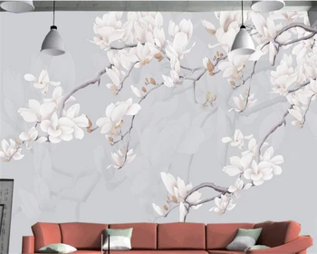 Beibehang 3D papel de Parede pintados a Mão HD Magnolia 3D Sala de estar, Quarto de Parede Decorativa de papel de Parede papel de parede, papel de parede 3d