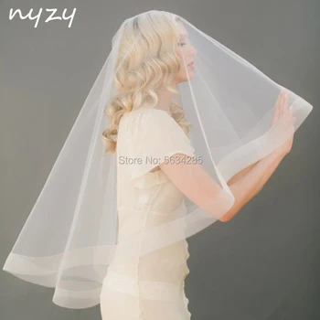 NYZY V1 1,5 m de comprimento Sem Pente de Uma Camada de Champagne Casamento Véu de Noiva, Véu de Noiva acessórios velo noiva em voile de mariage 2020