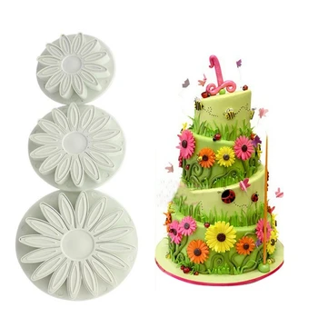 Gum colar de decoração de bolo tipo Mola, pressionando corte 3size Crisântemo molde de bolo fondant de design de plástico cortador frete grátis