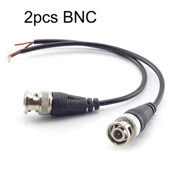 2Pcs Conector BNC Macho de Duplo Plugue Fêmea Cabo da Alimentação de DC com cabo Flexível Fio Adaptador de Linha Para CFTV Câmera de Segurança em Casa BNC Monitor